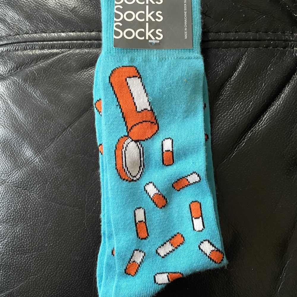 Socks with Orange and White Pattern